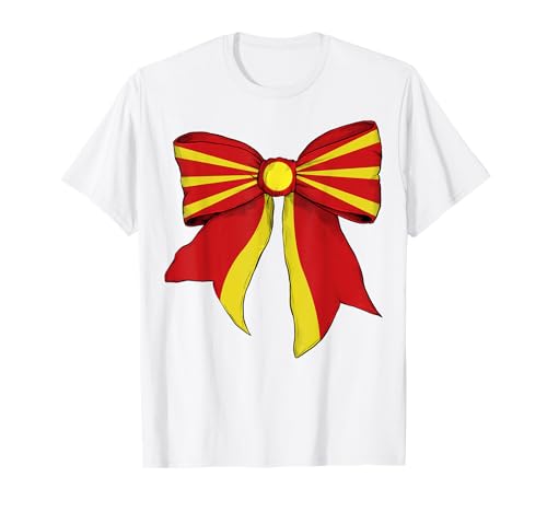 Makedonien mazedonische Flagge Mädchen Kokette Schleife Band T-Shirt Makedonien mazedonische Flagge Mädchen Kokette Schleife Band T-Shirt von Womens Coquette Bow Macedonia Heritage Flag Gifts