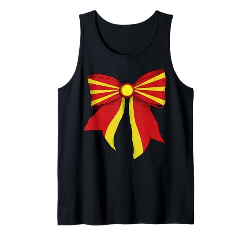 Makedonien mazedonische Flagge Mädchen Kokette Schleife Band Tank Top von Womens Coquette Bow Macedonia Heritage Flag Gifts