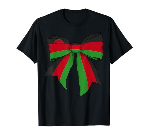 Kokettenschleifenband mit malawischer Flagge für Mädchen T-Shirt Kokettenschleifenband mit malawischer Flagge für Mädchen T-Shirt von Womens Coquette Bow Malawi Heritage Flag Gifts
