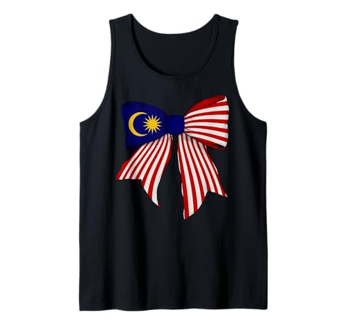 Kokettenschleifenband mit malaysischer Flagge für Mädchen Tank Top von Womens Coquette Bow Malaysia Heritage Flag Gifts