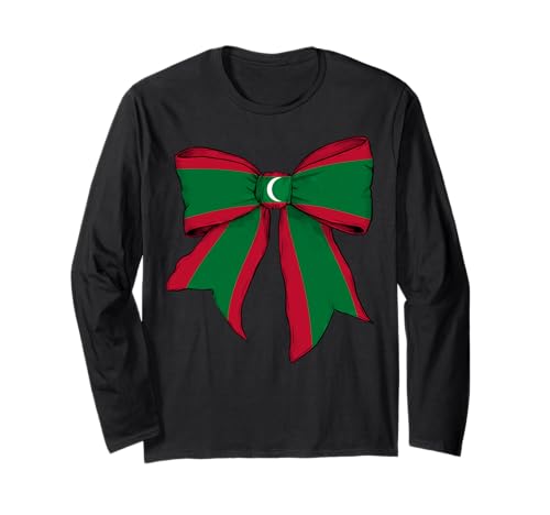 Malediven Maledivische Pride Flagge Mädchen Kokette Schleife Band Langarmshirt Malediven Maledivische Pride Flagge Mädchen Kokette Schleife Band Langarmshirt von Womens Coquette Bow Maldives Heritage Flag Gifts