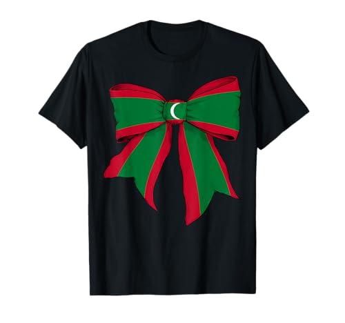 Malediven Maledivische Pride Flagge Mädchen Kokette Schleife Band T-Shirt von Womens Coquette Bow Maldives Heritage Flag Gifts
