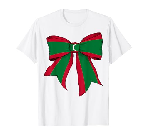 Malediven Maledivische Pride Flagge Mädchen Kokette Schleife Band T-Shirt von Womens Coquette Bow Maldives Heritage Flag Gifts