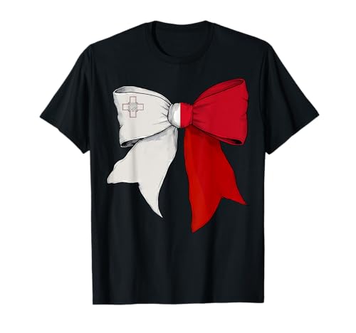 Malta Malteser Stolz Flagge Mädchen Kokette Schleife Band T-Shirt von Womens Coquette Bow Malta Heritage Flag Gifts