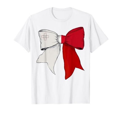 Malta Malteser Stolz Flagge Mädchen Kokette Schleife Band T-Shirt von Womens Coquette Bow Malta Heritage Flag Gifts