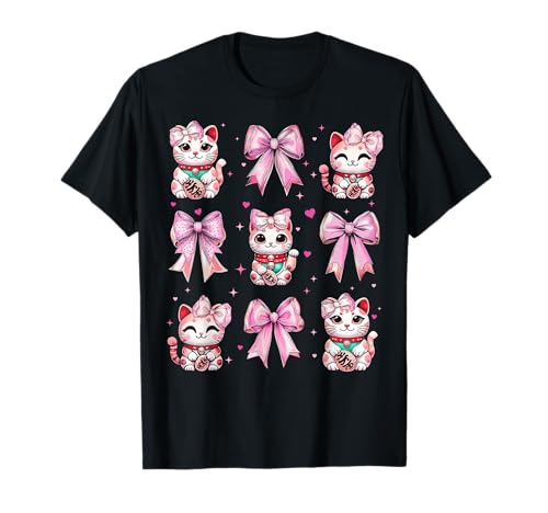 Maneki Neko Japanische Katze Lucky Girl Kokette Schleife Rosa Mama T-Shirt Maneki Neko Japanische Katze Lucky Girl Kokette Schleife Rosa Mama T-Shirt von Womens Coquette Bow Maneki Neko Japanese Gifts