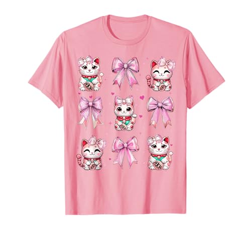 Maneki Neko Japanische Katze Lucky Girl Kokette Schleife Rosa Mama T-Shirt Maneki Neko Japanische Katze Lucky Girl Kokette Schleife Rosa Mama T-Shirt von Womens Coquette Bow Maneki Neko Japanese Gifts