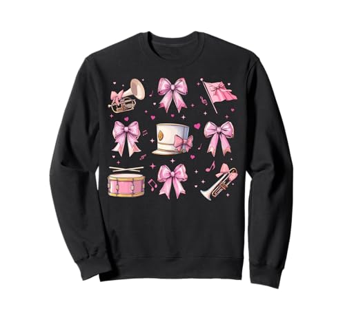 Marching Band Musiker Zylinder Mädchen Kokette Schleife Rosa Mama Sweatshirt von Womens Coquette Bow Marching Band Musician Gifts