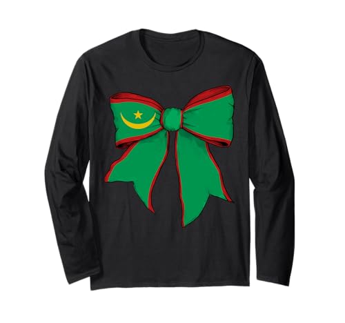 Mauretanien Mauretanien Stolz Flagge Mädchen Kokette Schleife Band Langarmshirt Mauretanien Mauretanien Stolz Flagge Mädchen Kokette Schleife Band Langarmshirt von Womens Coquette Bow Mauritania Heritage Flag Gifts