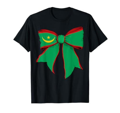 Mauretanien Mauretanien Stolz Flagge Mädchen Kokette Schleife Band T-Shirt von Womens Coquette Bow Mauritania Heritage Flag Gifts