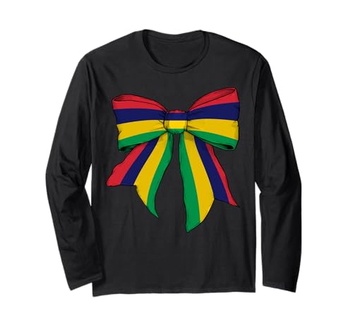 Kokettenschleifenband mit mauritischer Flagge für Mädchen Langarmshirt Kokettenschleifenband mit mauritischer Flagge für Mädchen Langarmshirt von Womens Coquette Bow Mauritius Heritage Flag Gifts