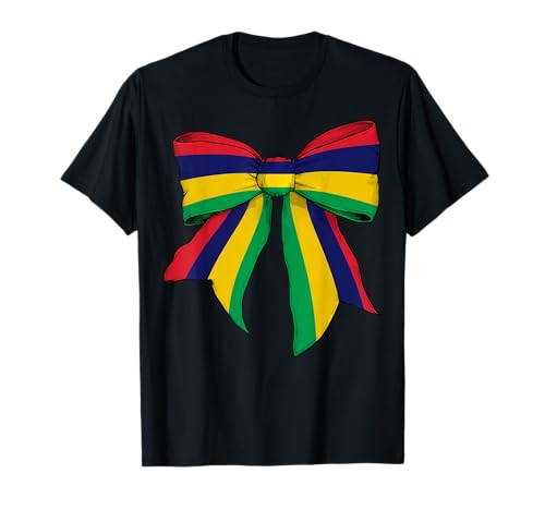 Kokettenschleifenband mit mauritischer Flagge für Mädchen T-Shirt Kokettenschleifenband mit mauritischer Flagge für Mädchen T-Shirt von Womens Coquette Bow Mauritius Heritage Flag Gifts