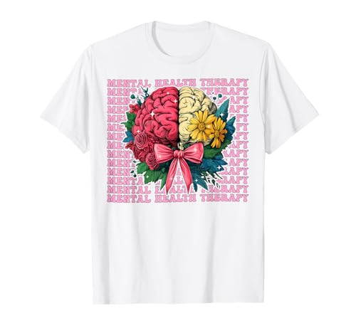 Mental Health Therapy Therapeutin Awareness Girl Coquette Bow T-Shirt von Womens Coquette Bow Mental Health Therapy Gifts