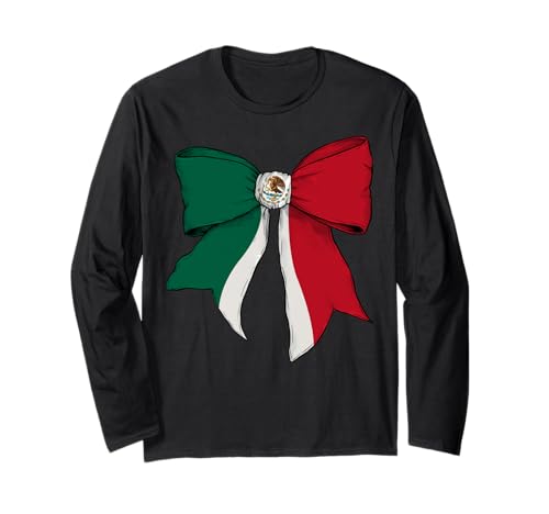 Mexiko Mexikanische Flagge Mädchen Kokette Schleife Band Langarmshirt Mexiko Mexikanische Flagge Mädchen Kokette Schleife Band Langarmshirt von Womens Coquette Bow Mexico Heritage Flag Gifts
