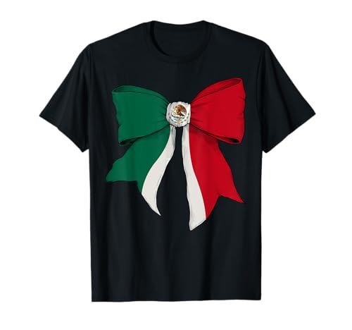 Mexiko Mexikanische Flagge Mädchen Kokette Schleife Band T-Shirt Mexiko Mexikanische Flagge Mädchen Kokette Schleife Band T-Shirt von Womens Coquette Bow Mexico Heritage Flag Gifts