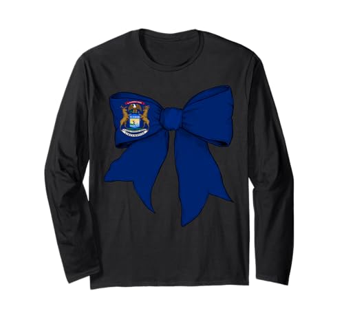 Kokettenschleifenband mit Flagge des Bundesstaates Michigan für Mädchen Langarmshirt Kokettenschleifenband mit Flagge des Bundesstaates Michigan für Mädchen Langarmshirt von Womens Coquette Bow Michigan Heritage Flag Gifts