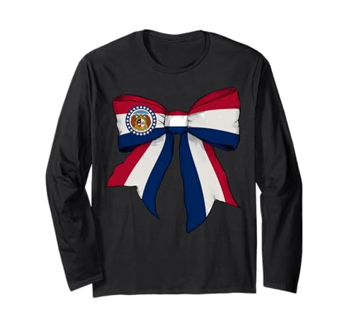 Kokettenschleifenband für Mädchen, Flagge des Bundesstaates Missouri Langarmshirt Kokettenschleifenband für Mädchen, Flagge des Bundesstaates Missouri Langarmshirt von Womens Coquette Bow Missouri Heritage Flag Gifts