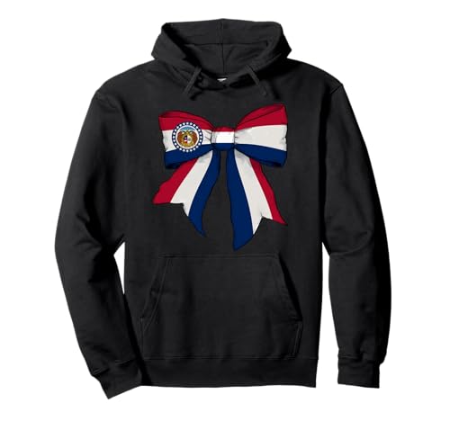 Kokettenschleifenband für Mädchen, Flagge des Bundesstaates Missouri Pullover Hoodie von Womens Coquette Bow Missouri Heritage Flag Gifts
