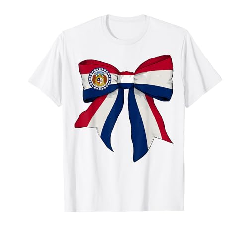 Kokettenschleifenband für Mädchen, Flagge des Bundesstaates Missouri T-Shirt von Womens Coquette Bow Missouri Heritage Flag Gifts