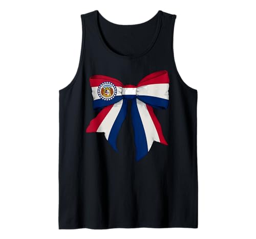 Kokettenschleifenband für Mädchen, Flagge des Bundesstaates Missouri Tank Top von Womens Coquette Bow Missouri Heritage Flag Gifts