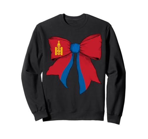 Mongolei Mongolische Stolz Flagge Mädchen Kokette Schleife Band Sweatshirt von Womens Coquette Bow Mongolia Heritage Flag Gifts