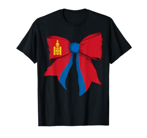 Mongolei Mongolische Stolz Flagge Mädchen Kokette Schleife Band T-Shirt von Womens Coquette Bow Mongolia Heritage Flag Gifts