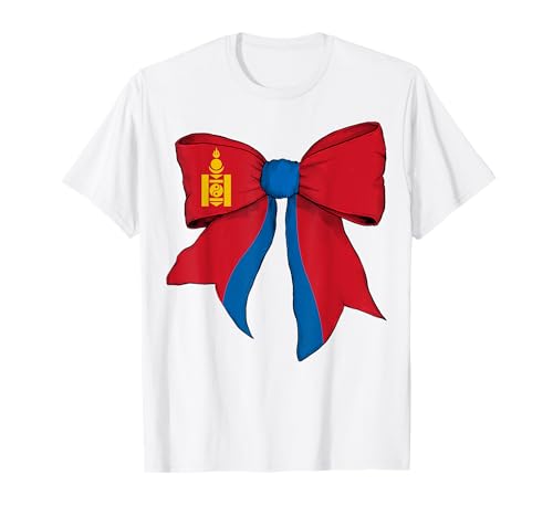 Mongolei Mongolische Stolz Flagge Mädchen Kokette Schleife Band T-Shirt von Womens Coquette Bow Mongolia Heritage Flag Gifts