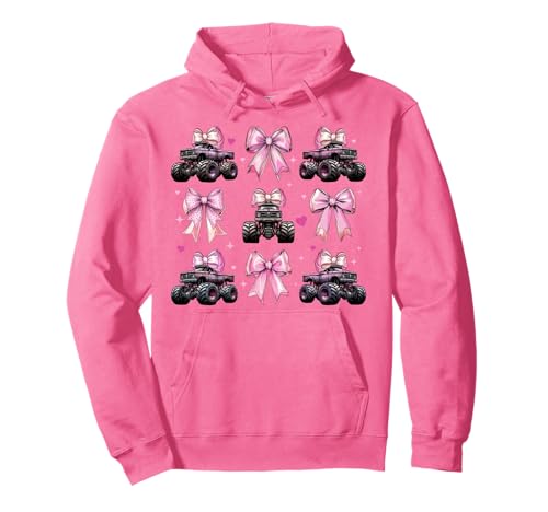 Monster Truck 4-Rad-Offroad-Mädchen mit Kokettenschleife für Mädchen, rosa Pullover Hoodie von Womens Coquette Bow Monster Truck Offroad Gifts