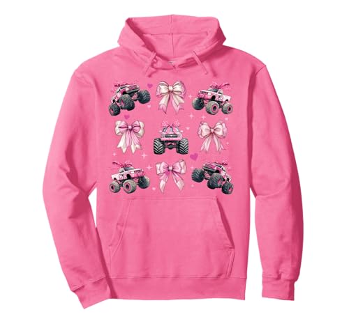 Monster Truck 4-Rad-Offroad-Mädchen mit Kokettenschleife für Mädchen, rosa Pullover Hoodie von Womens Coquette Bow Monster Truck Offroad Gifts