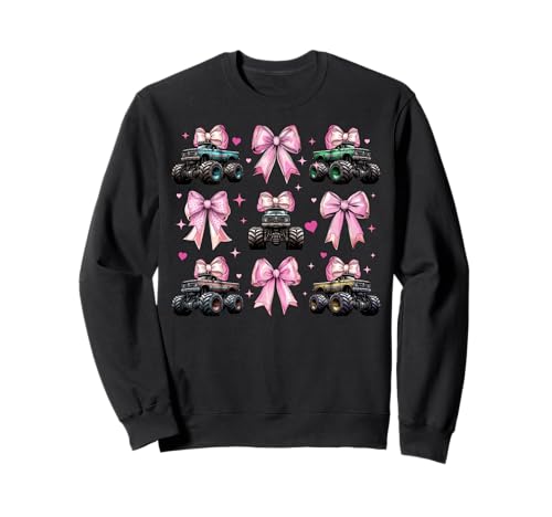 Monster Truck 4-Rad-Offroad-Mädchen mit Kokettenschleife für Mädchen, rosa Sweatshirt von Womens Coquette Bow Monster Truck Offroad Gifts