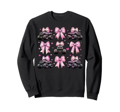 Monster Truck 4-Rad-Offroad-Mädchen mit Kokettenschleife für Mädchen, rosa Sweatshirt von Womens Coquette Bow Monster Truck Offroad Gifts