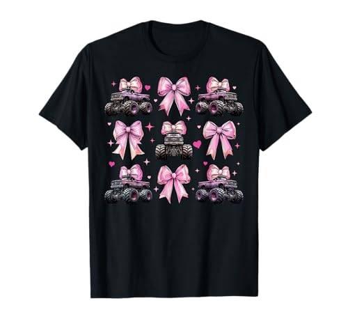 Monster Truck 4-Rad-Offroad-Mädchen mit Kokettenschleife für Mädchen, rosa T-Shirt von Womens Coquette Bow Monster Truck Offroad Gifts