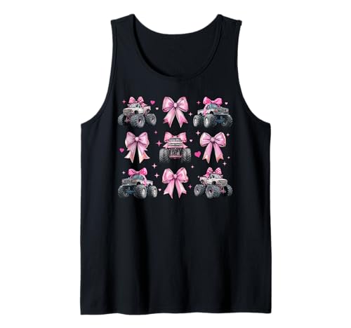 Monster Truck 4-Rad-Offroad-Mädchen mit Kokettenschleife für Mädchen, rosa Tank Top von Womens Coquette Bow Monster Truck Offroad Gifts