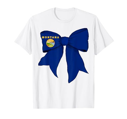 Kokettenschleifenband mit der Flagge des Bundesstaates Montana für Mädchen T-Shirt von Womens Coquette Bow Montana Heritage Flag Gifts
