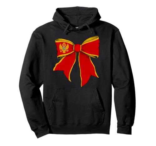 Montenegro Montenegro Pride Flagge Mädchen Kokette Schleife Band Pullover Hoodie von Womens Coquette Bow Montenegro Heritage Flag Gifts