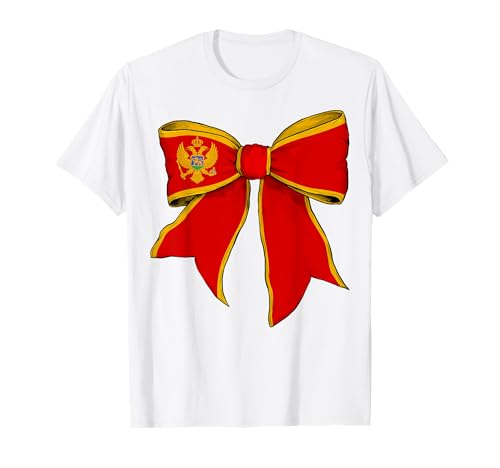 Montenegro Montenegro Pride Flagge Mädchen Kokette Schleife Band T-Shirt von Womens Coquette Bow Montenegro Heritage Flag Gifts