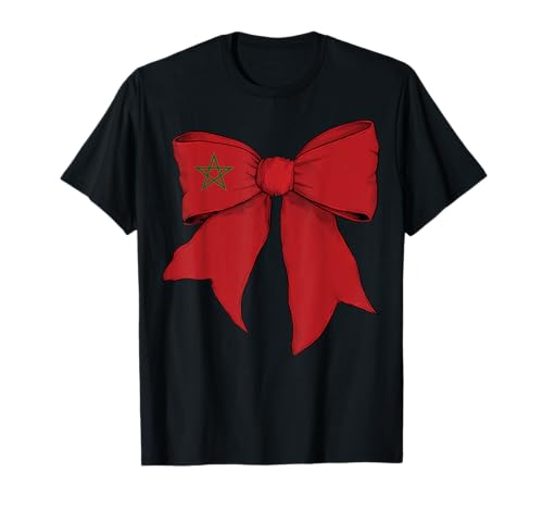 Marokko Marokkanischer Stolz Flagge Mädchen Kokette Schleife Band T-Shirt Marokko Marokkanischer Stolz Flagge Mädchen Kokette Schleife Band T-Shirt von Womens Coquette Bow Morocco Heritage Flag Gifts