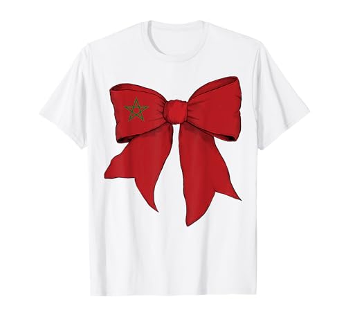 Marokko Marokkanischer Stolz Flagge Mädchen Kokette Schleife Band T-Shirt Marokko Marokkanischer Stolz Flagge Mädchen Kokette Schleife Band T-Shirt von Womens Coquette Bow Morocco Heritage Flag Gifts
