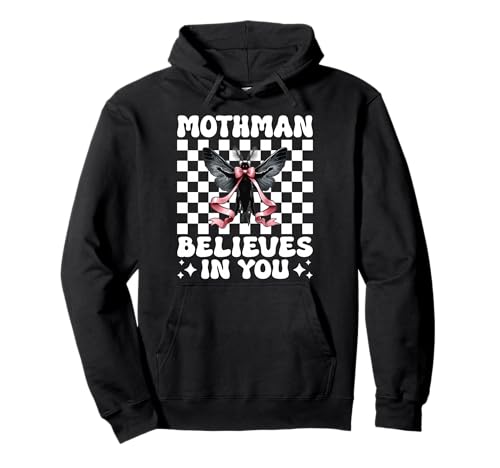 Mothman glaubt an Dich Cryptozoology Cryptid Girl Mom Pullover Hoodie von Womens Coquette Bow Mothman Cryptozoology Gifts