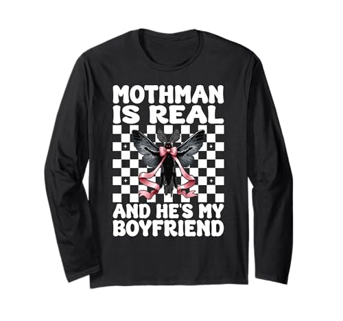 Mothman ist echt und er ist Mein Freund Cryptozoology Girl Mama Langarmshirt von Womens Coquette Bow Mothman Cryptozoology Gifts
