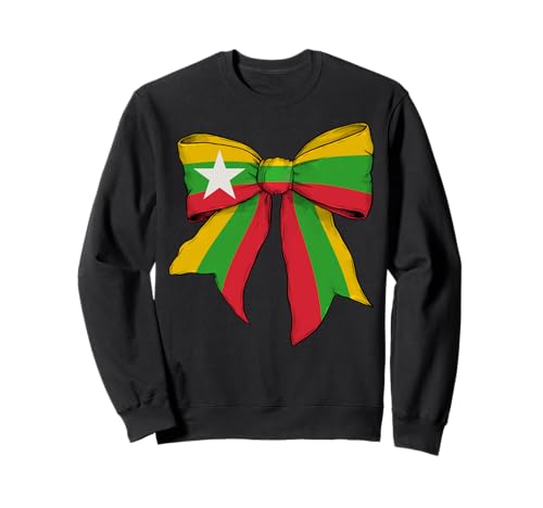 Myanmar Burmesische Pride Flagge Mädchen Kokette Schleife Band Sweatshirt Myanmar Burmesische Pride Flagge Mädchen Kokette Schleife Band Sweatshirt von Womens Coquette Bow Myanmar Heritage Flag Gifts