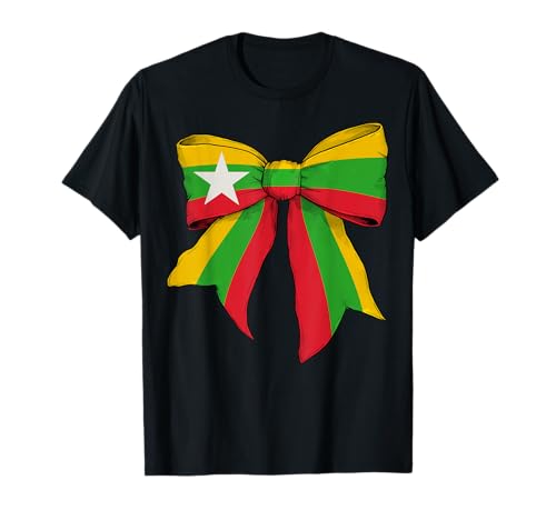 Myanmar Burmesische Pride Flagge Mädchen Kokette Schleife Band T-Shirt Myanmar Burmesische Pride Flagge Mädchen Kokette Schleife Band T-Shirt von Womens Coquette Bow Myanmar Heritage Flag Gifts