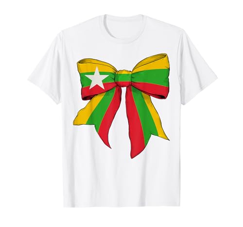 Myanmar Burmesische Pride Flagge Mädchen Kokette Schleife Band T-Shirt Myanmar Burmesische Pride Flagge Mädchen Kokette Schleife Band T-Shirt von Womens Coquette Bow Myanmar Heritage Flag Gifts