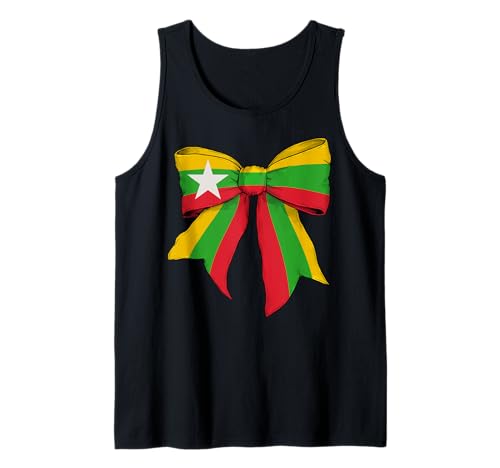 Myanmar Burmesische Pride Flagge Mädchen Kokette Schleife Band Tank Top Myanmar Burmesische Pride Flagge Mädchen Kokette Schleife Band Tank Top von Womens Coquette Bow Myanmar Heritage Flag Gifts