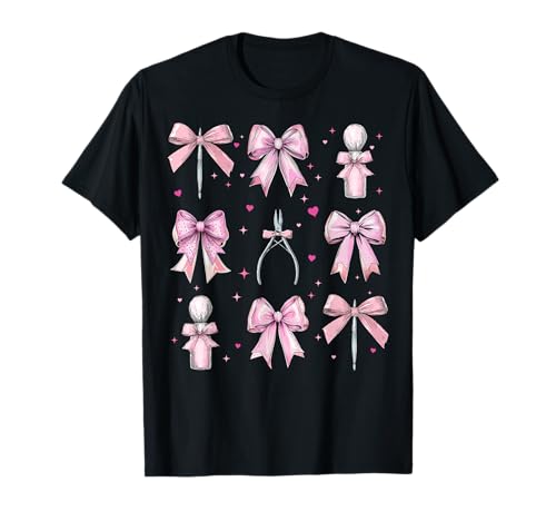 Nail Tech Kosmetikerin Nageltechnikerin Coquette Bow für Mädchen T-Shirt Nail Tech Kosmetikerin Nageltechnikerin Coquette Bow für Mädchen T-Shirt von Womens Coquette Bow Nail Tech Cosmetologist Gifts