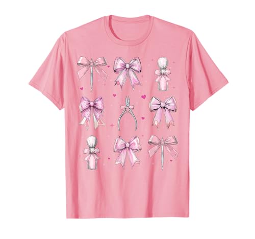 Nail Tech Kosmetikerin Nageltechnikerin Coquette Bow für Mädchen T-Shirt Nail Tech Kosmetikerin Nageltechnikerin Coquette Bow für Mädchen T-Shirt von Womens Coquette Bow Nail Tech Cosmetologist Gifts