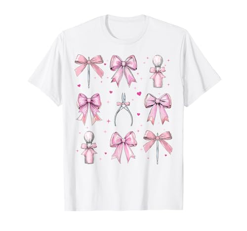 Nail Tech Kosmetikerin Nageltechnikerin Coquette Bow für Mädchen T-Shirt Nail Tech Kosmetikerin Nageltechnikerin Coquette Bow für Mädchen T-Shirt von Womens Coquette Bow Nail Tech Cosmetologist Gifts