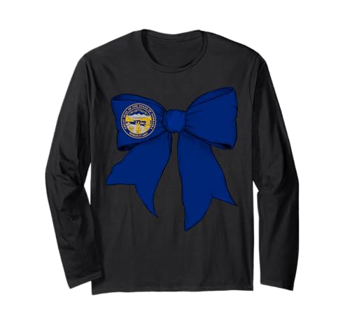 Kokettenschleifenband für Mädchen, Flagge des Bundesstaates Nebraska Langarmshirt von Womens Coquette Bow Nebraska Heritage Flag Gifts