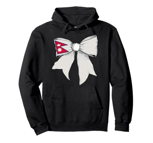 Nepal Nepali Pride Flagge Mädchen Kokette Schleife Band Pullover Hoodie von Womens Coquette Bow Nepal Heritage Flag Gifts