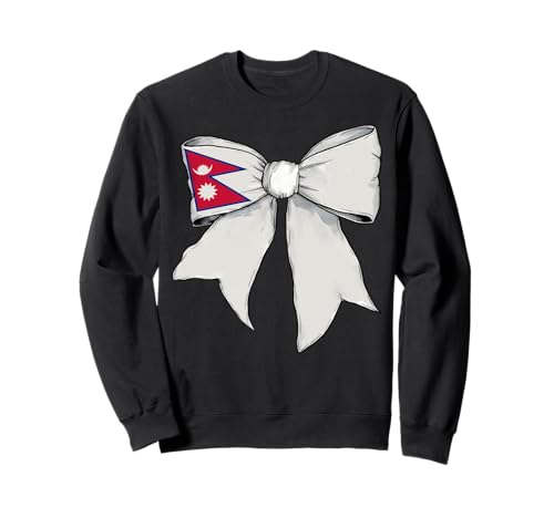 Nepal Nepali Pride Flagge Mädchen Kokette Schleife Band Sweatshirt von Womens Coquette Bow Nepal Heritage Flag Gifts